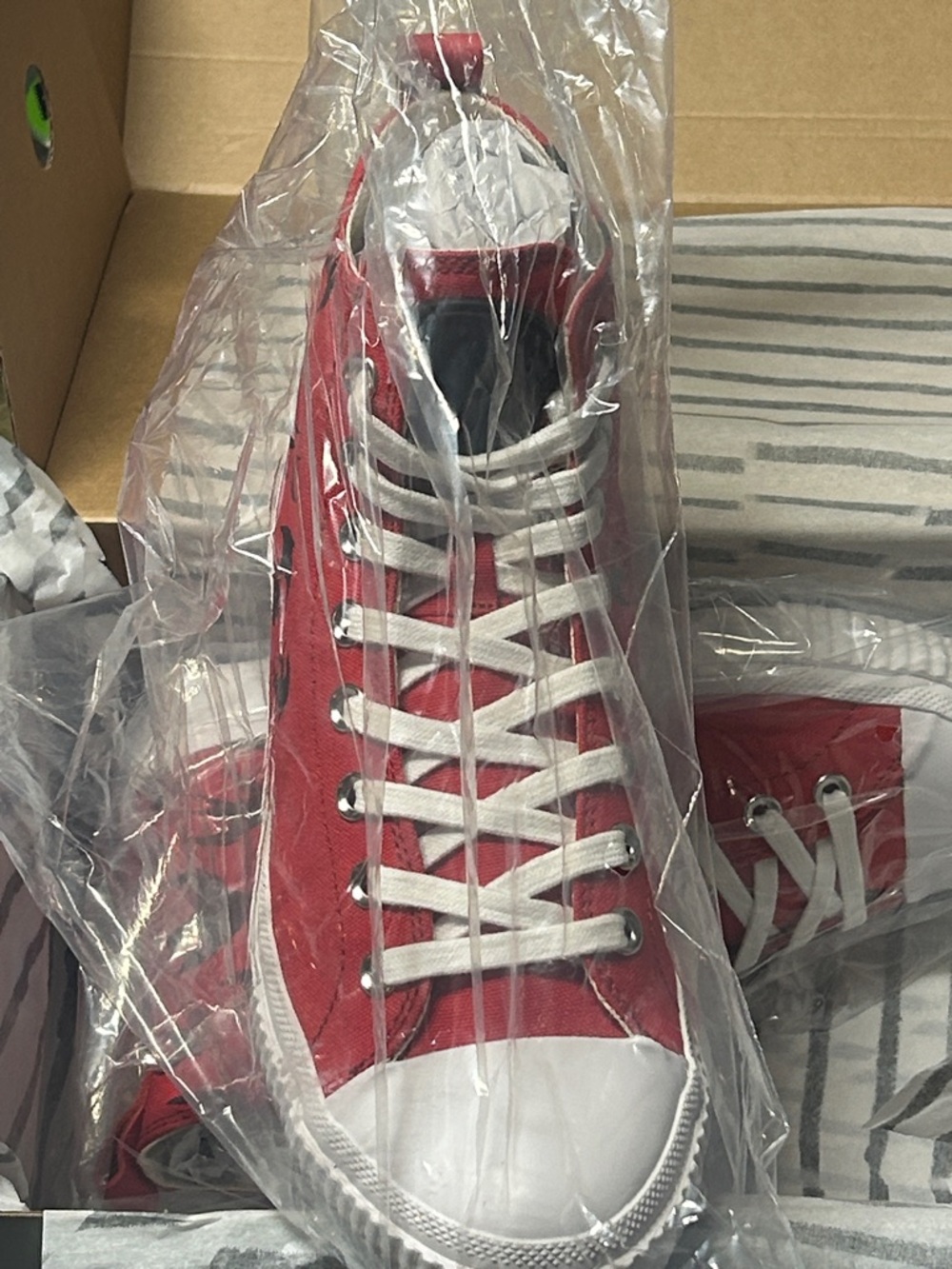 McQ Swallow Swarm High Top Sneakers - Cream & Red